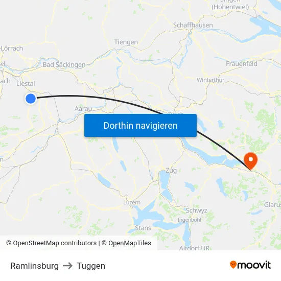 Ramlinsburg to Tuggen map
