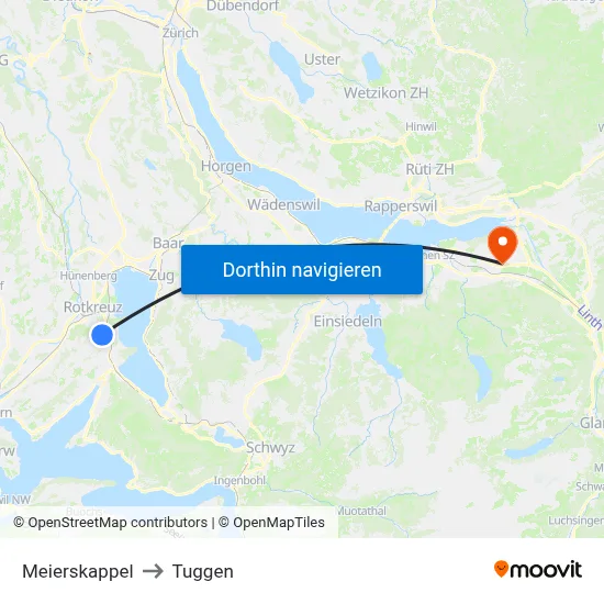 Meierskappel to Tuggen map