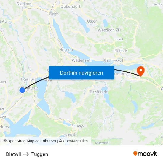 Dietwil to Tuggen map
