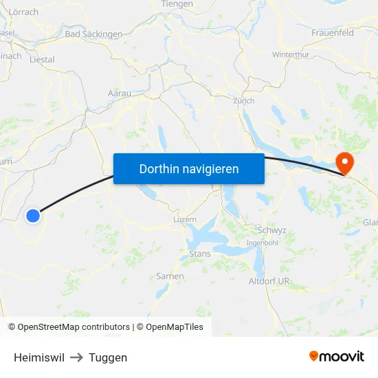 Heimiswil to Tuggen map