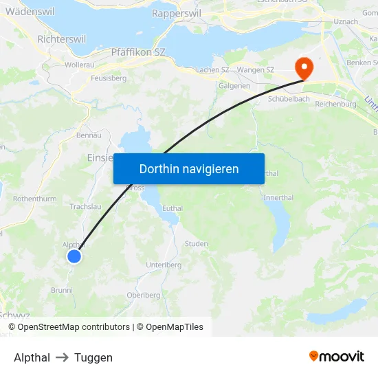 Alpthal to Tuggen map