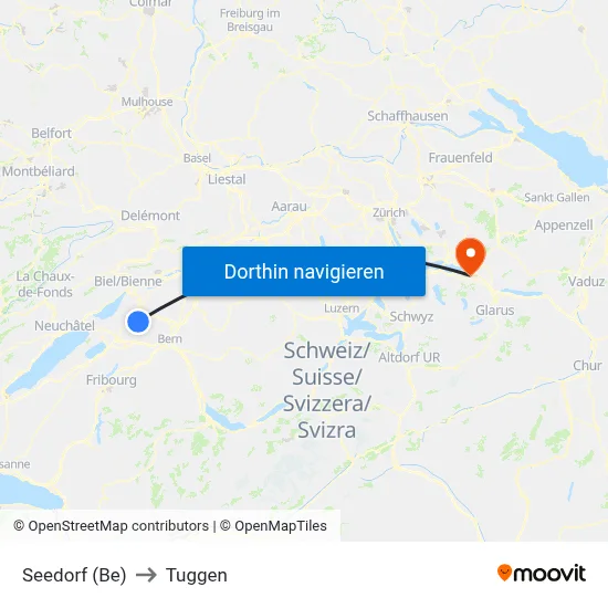 Seedorf (Be) to Tuggen map