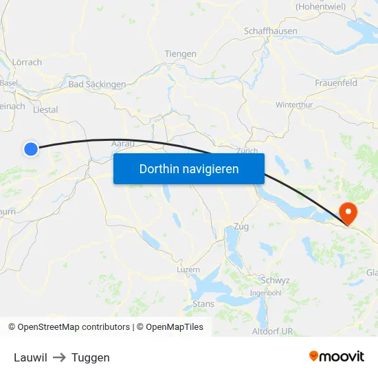 Lauwil to Tuggen map