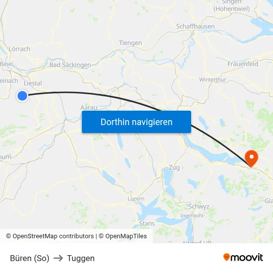 Büren (So) to Tuggen map