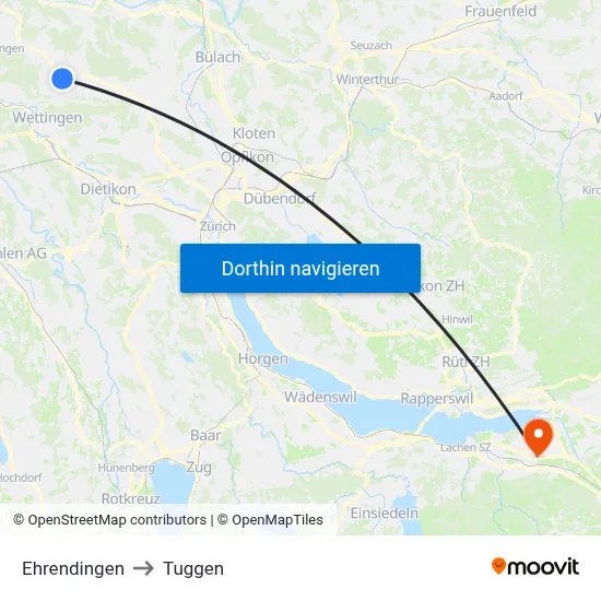Ehrendingen to Tuggen map