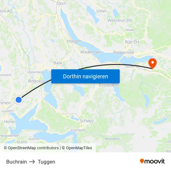 Buchrain to Tuggen map