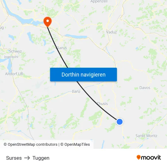 Surses to Tuggen map