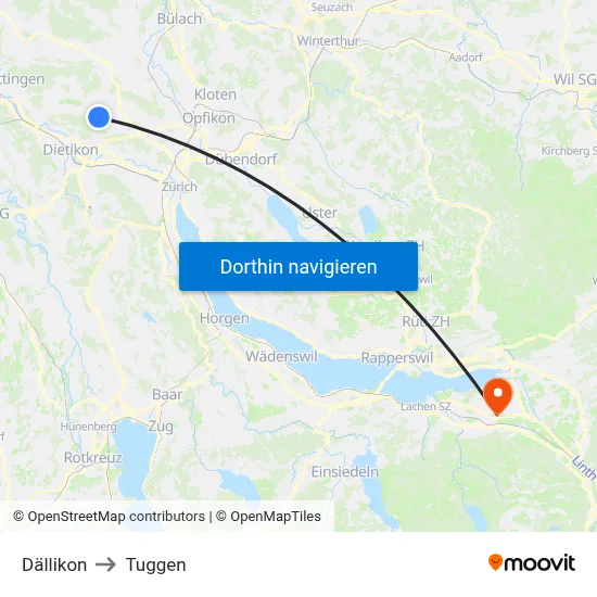 Dällikon to Tuggen map