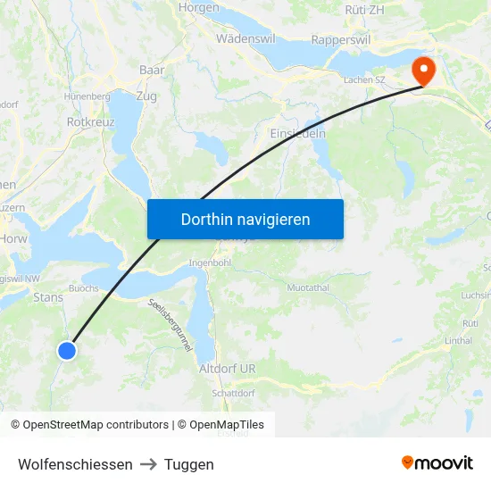 Wolfenschiessen to Tuggen map