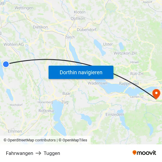 Fahrwangen to Tuggen map