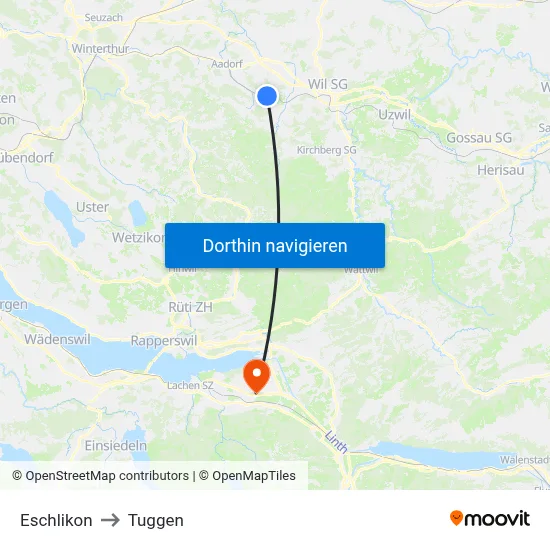 Eschlikon to Tuggen map