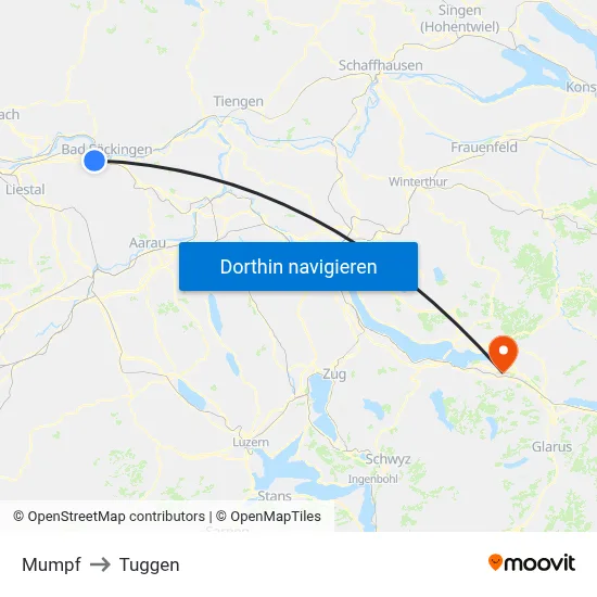 Mumpf to Tuggen map