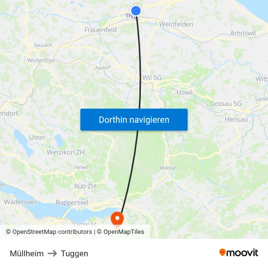 Müllheim to Tuggen map