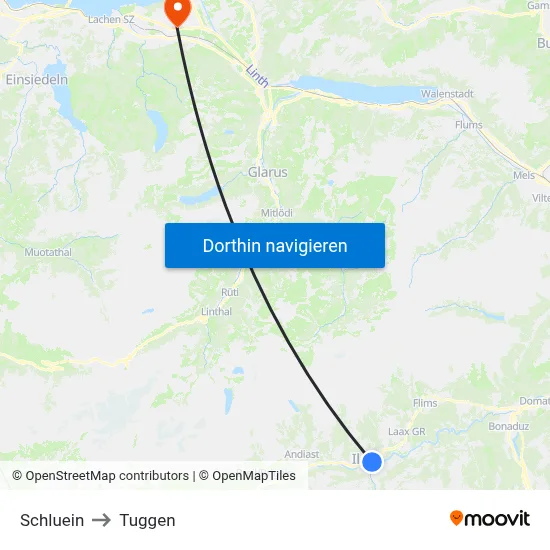 Schluein to Tuggen map