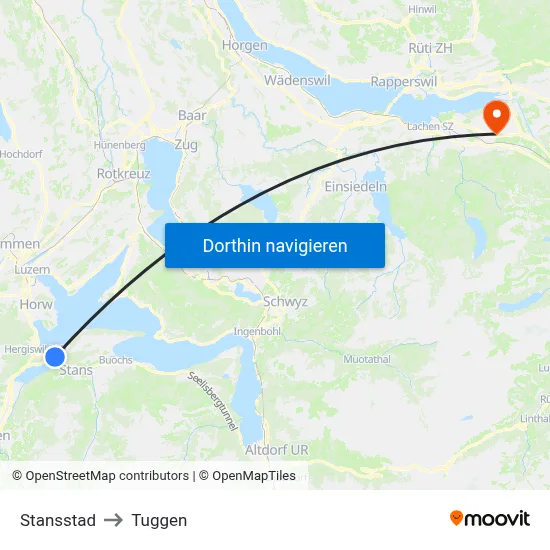 Stansstad to Tuggen map