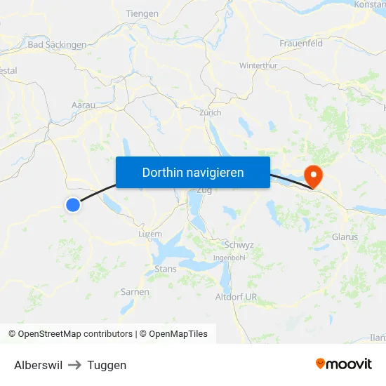 Alberswil to Tuggen map