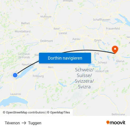 Tévenon to Tuggen map