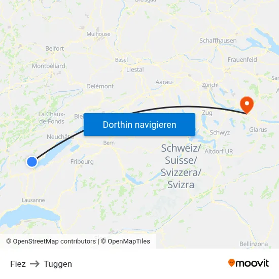 Fiez to Tuggen map