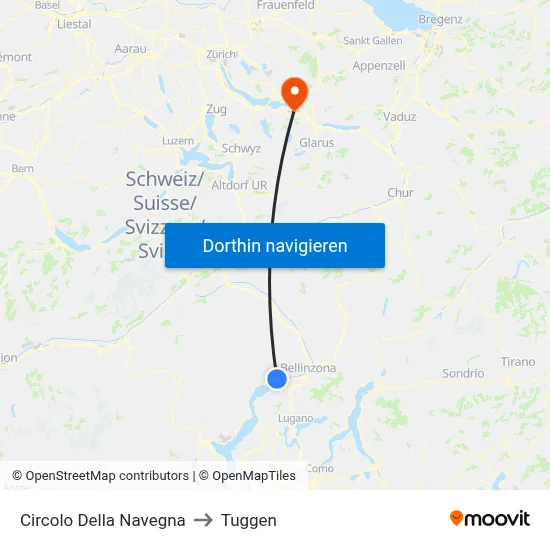 Circolo Della Navegna to Tuggen map