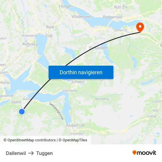 Dallenwil to Tuggen map