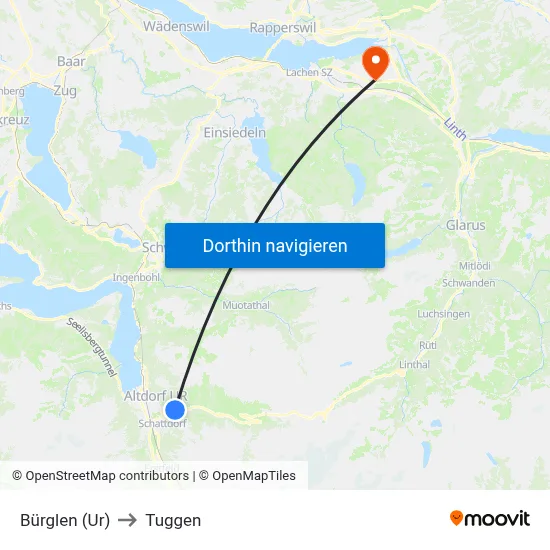 Bürglen (Ur) to Tuggen map