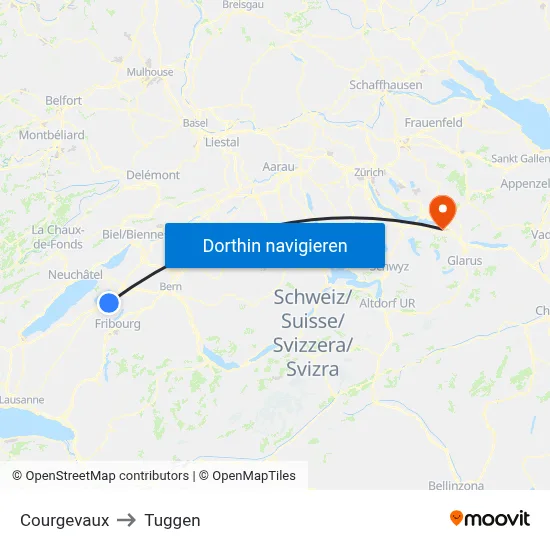 Courgevaux to Tuggen map