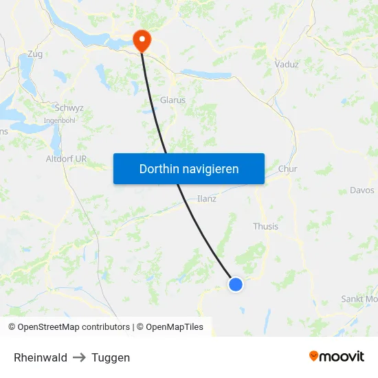 Rheinwald to Tuggen map