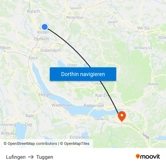 Lufingen to Tuggen map