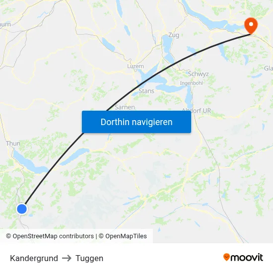 Kandergrund to Tuggen map