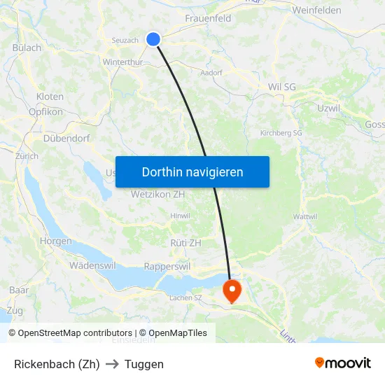 Rickenbach (Zh) to Tuggen map