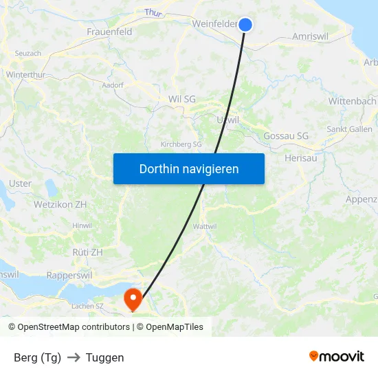 Berg (Tg) to Tuggen map