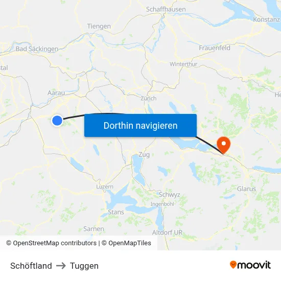 Schöftland to Tuggen map