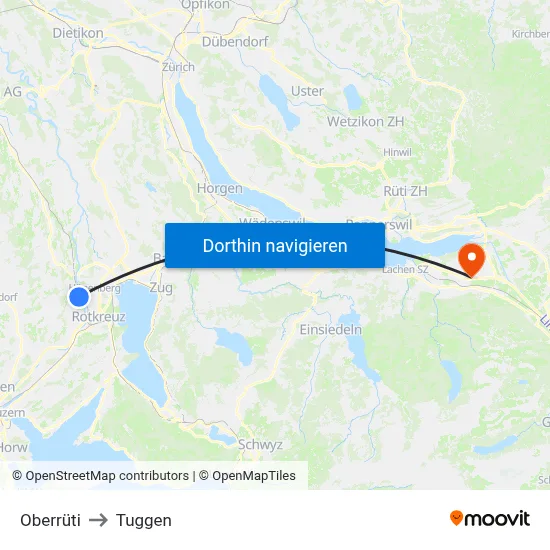 Oberrüti to Tuggen map