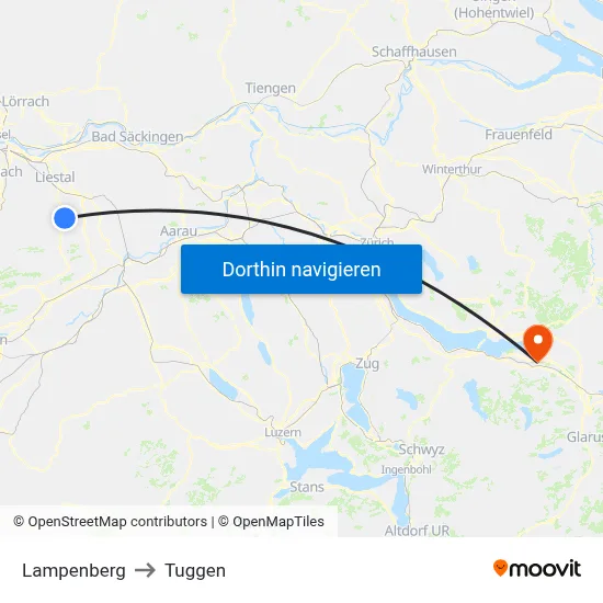Lampenberg to Tuggen map