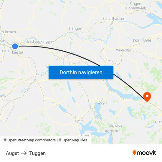 Augst to Tuggen map