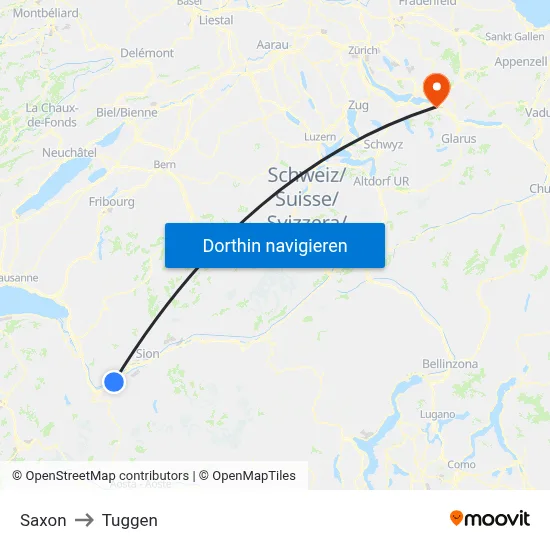 Saxon to Tuggen map