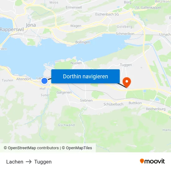 Lachen to Tuggen map
