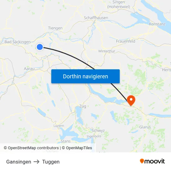Gansingen to Tuggen map