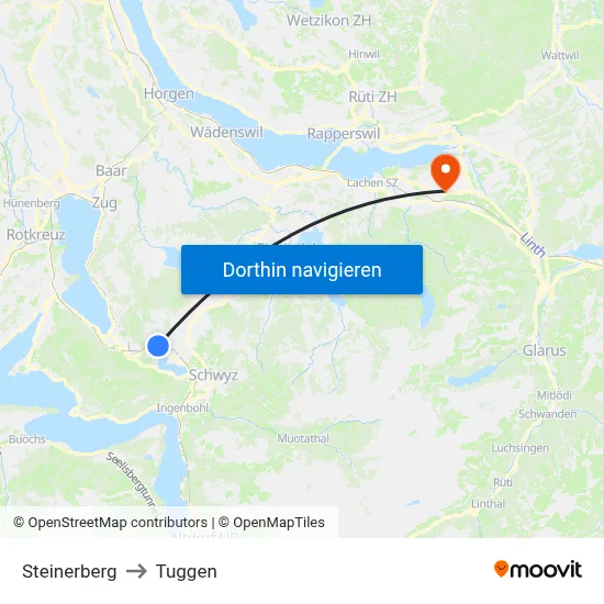Steinerberg to Tuggen map
