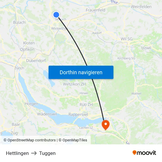 Hettlingen to Tuggen map