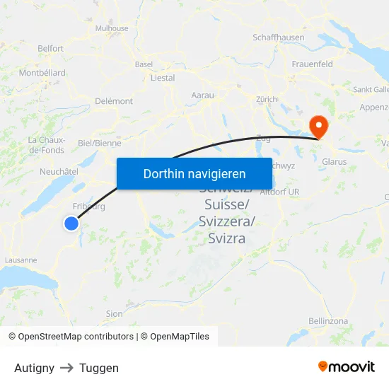 Autigny to Tuggen map