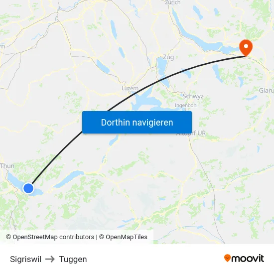 Sigriswil to Tuggen map