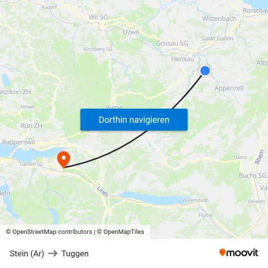 Stein (Ar) to Tuggen map