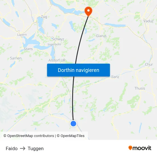 Faido to Tuggen map