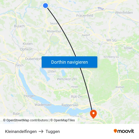 Kleinandelfingen to Tuggen map