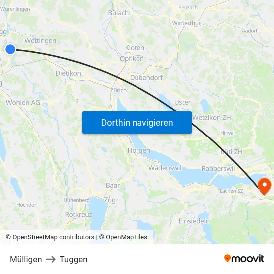 Mülligen to Tuggen map