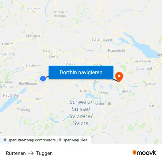 Rüttenen to Tuggen map