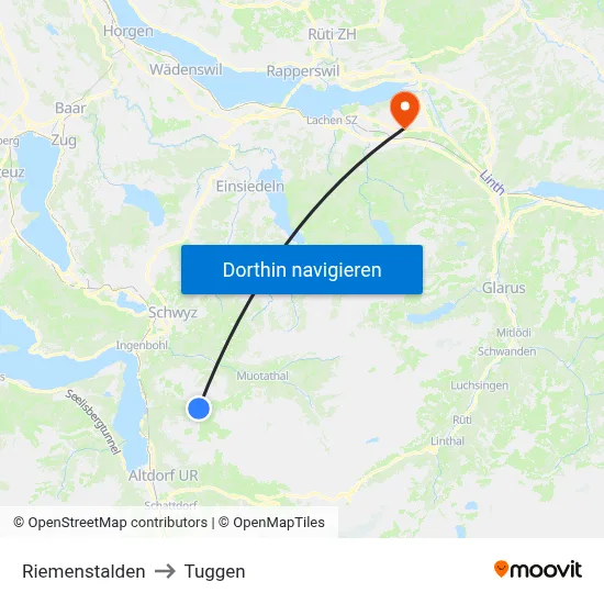 Riemenstalden to Tuggen map