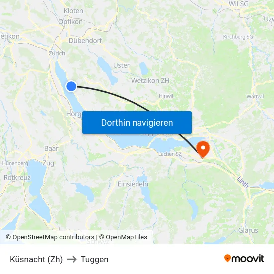 Küsnacht (Zh) to Tuggen map