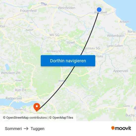Sommeri to Tuggen map